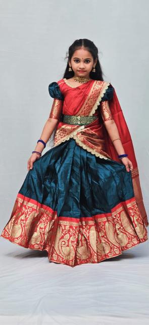 kids lehenga choli lichi silk orange Wholesale market for kids clothes in Pune - wholesale export